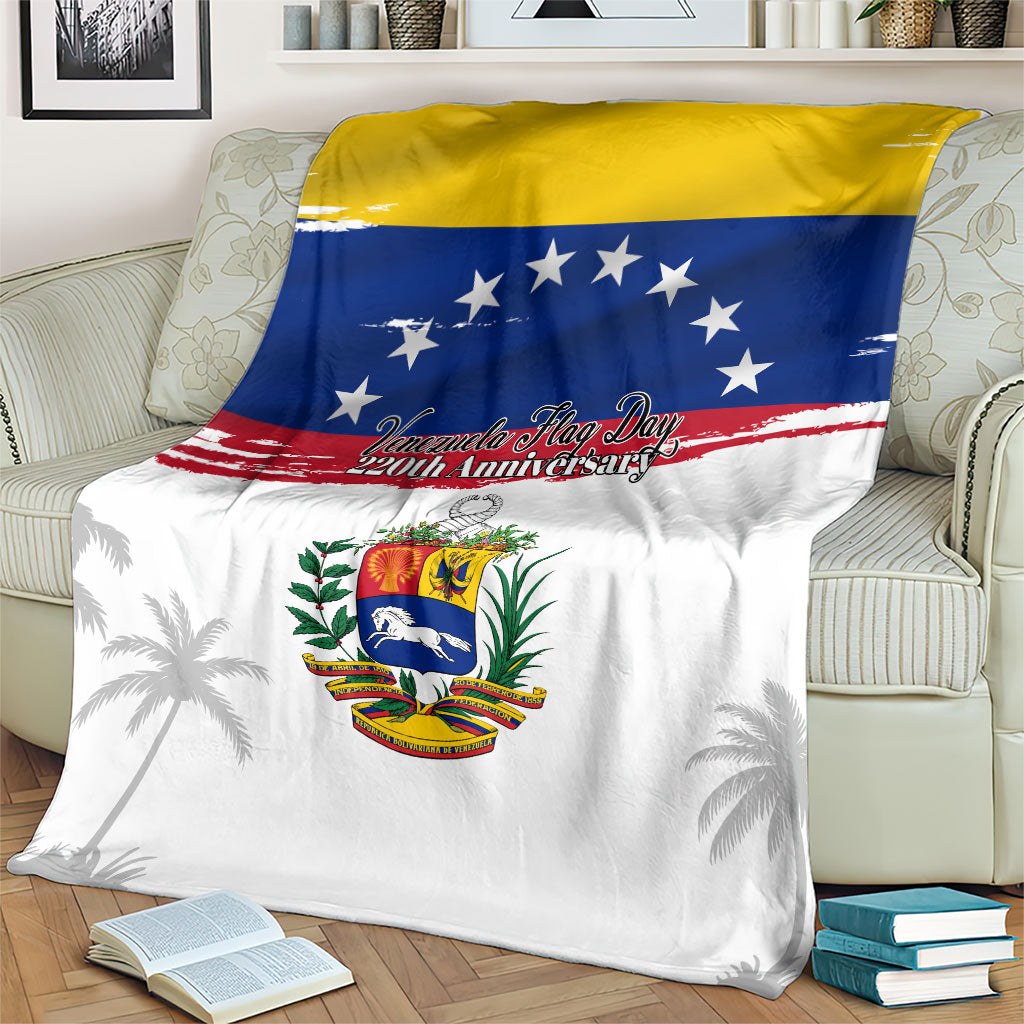 Venezuela Flag Day Blanket 220th Anniversary Coat Of Arms Palm Tree Silhouette