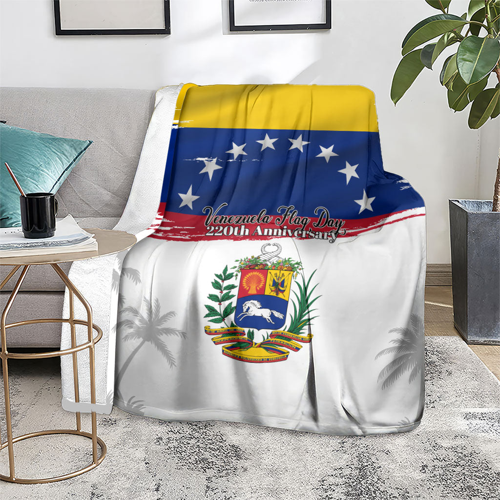 Venezuela Flag Day Blanket 220th Anniversary Coat Of Arms Palm Tree Silhouette