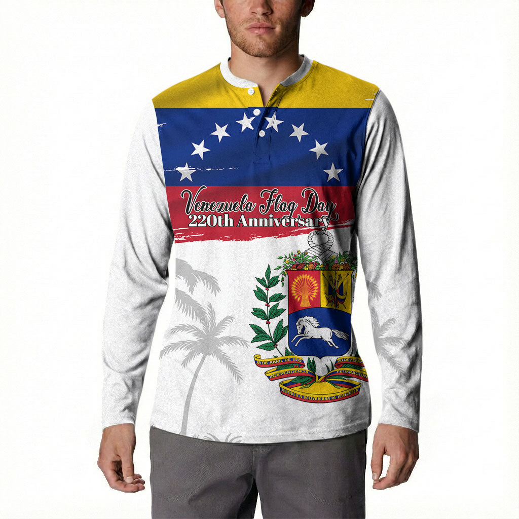 Venezuela Flag Day Button Sweatshirt 220th Anniversary Coat Of Arms Palm Tree Silhouette