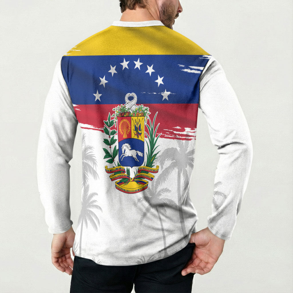 Venezuela Flag Day Button Sweatshirt 220th Anniversary Coat Of Arms Palm Tree Silhouette