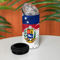 Venezuela Flag Day 4 in 1 Can Cooler Tumbler 220th Anniversary Coat Of Arms Palm Tree Silhouette