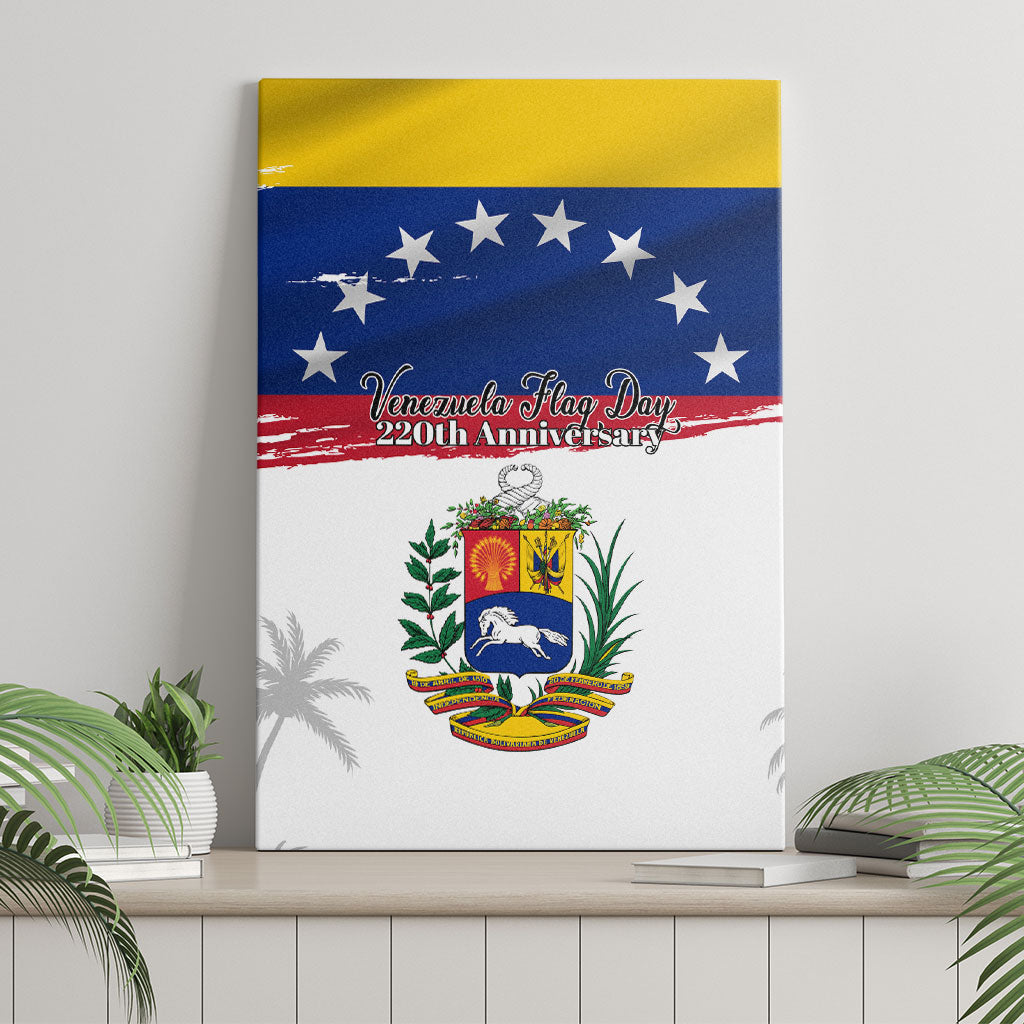 Venezuela Flag Day Canvas Wall Art 220th Anniversary Coat Of Arms Palm Tree Silhouette