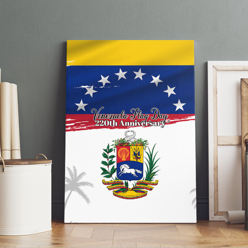 Venezuela Flag Day Canvas Wall Art 220th Anniversary Coat Of Arms Palm Tree Silhouette
