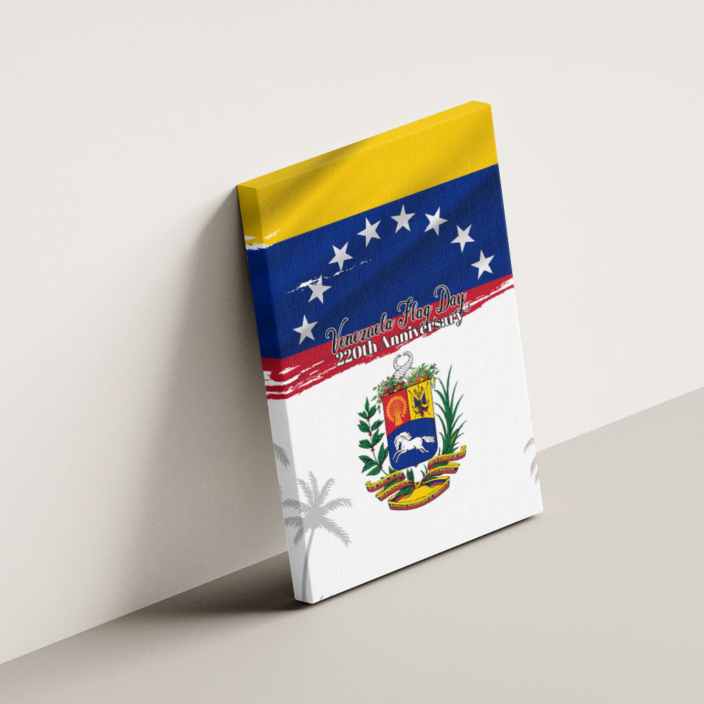 Venezuela Flag Day Canvas Wall Art 220th Anniversary Coat Of Arms Palm Tree Silhouette