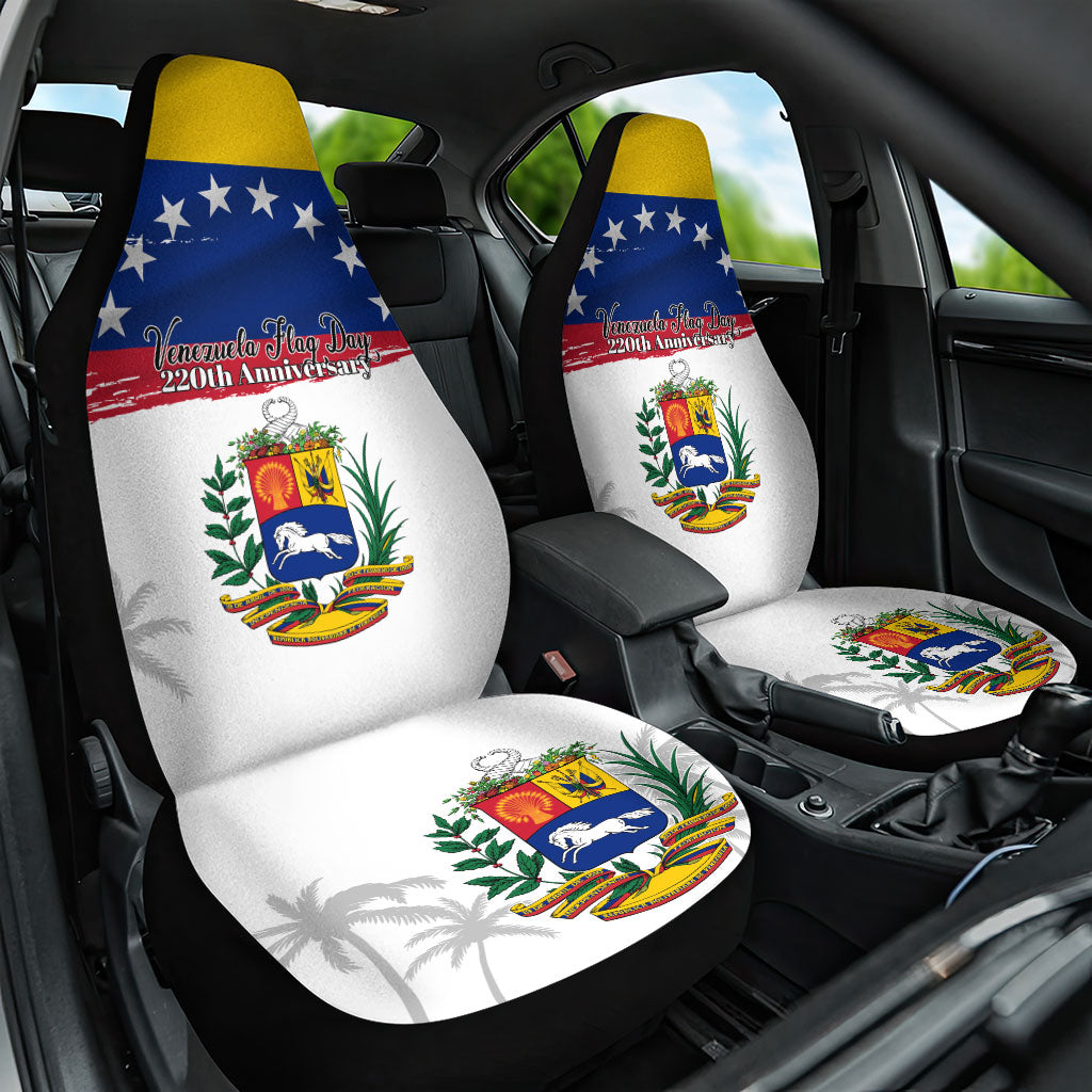 Venezuela Flag Day Car Seat Cover 220th Anniversary Coat Of Arms Palm Tree Silhouette