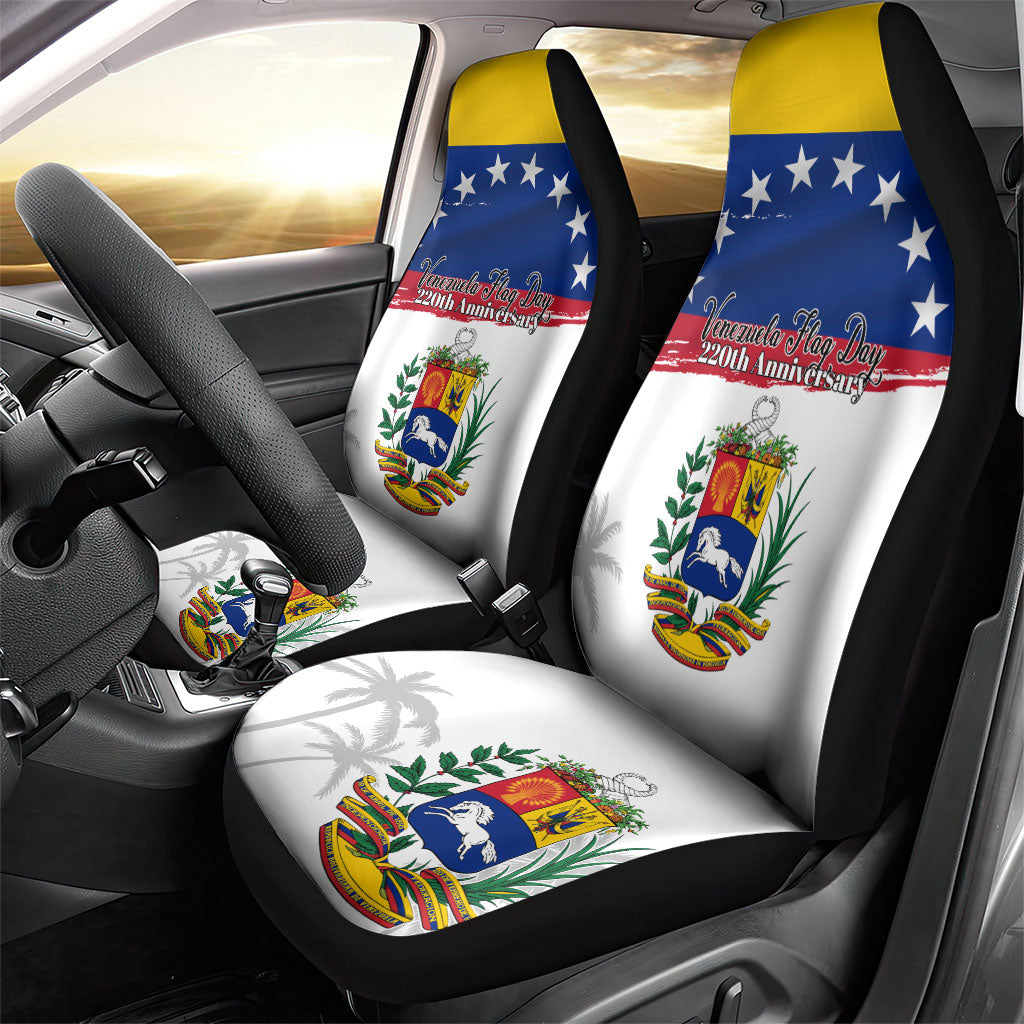 Venezuela Flag Day Car Seat Cover 220th Anniversary Coat Of Arms Palm Tree Silhouette