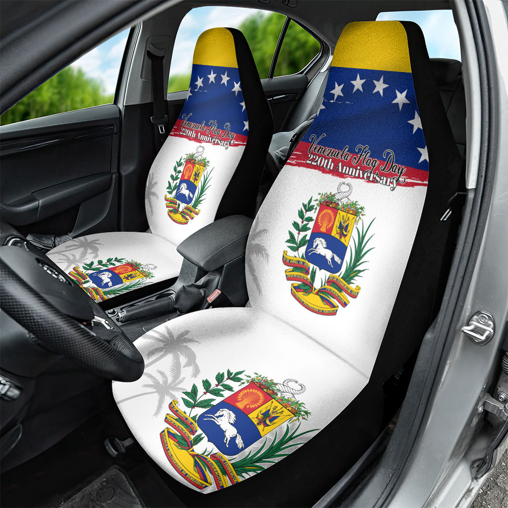 Venezuela Flag Day Car Seat Cover 220th Anniversary Coat Of Arms Palm Tree Silhouette