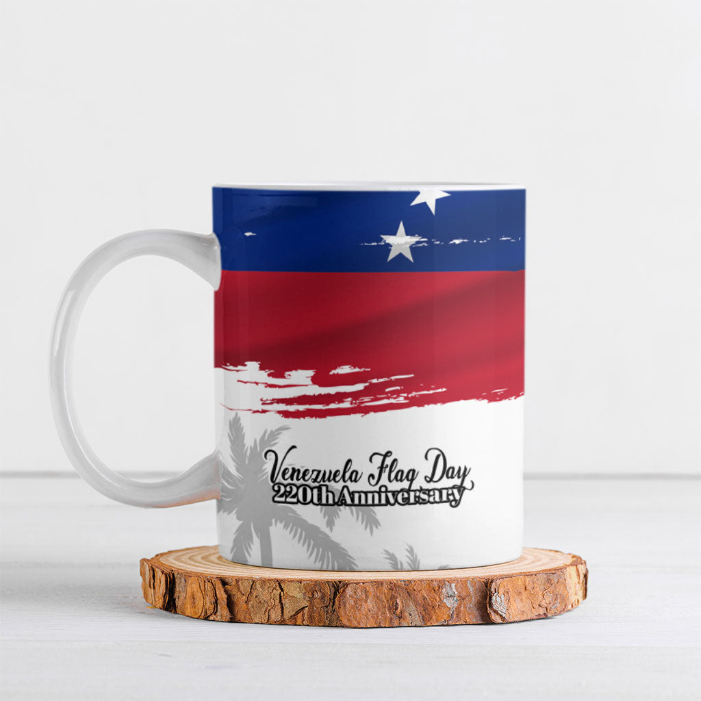 Venezuela Flag Day Ceramic Mug 220th Anniversary Coat Of Arms Palm Tree Silhouette