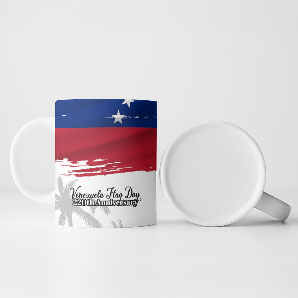 Venezuela Flag Day Ceramic Mug 220th Anniversary Coat Of Arms Palm Tree Silhouette