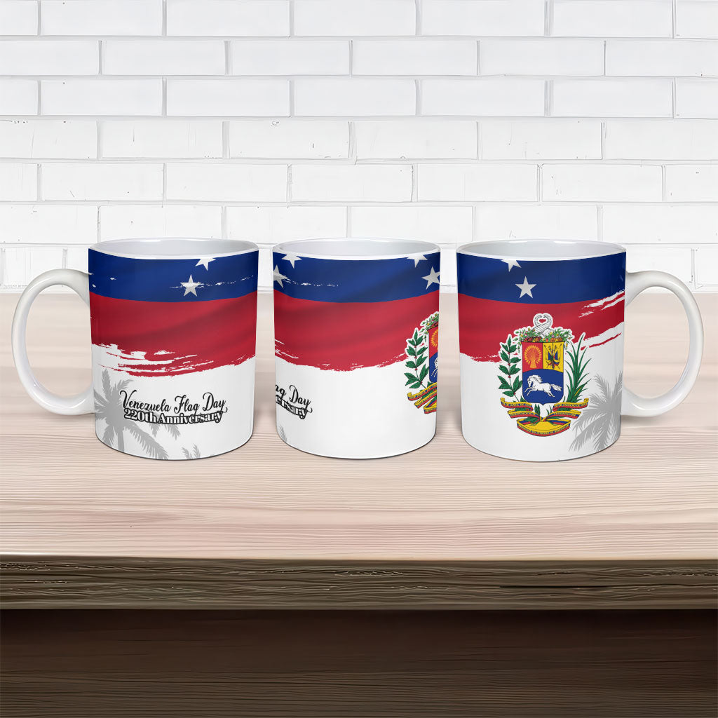 Venezuela Flag Day Ceramic Mug 220th Anniversary Coat Of Arms Palm Tree Silhouette