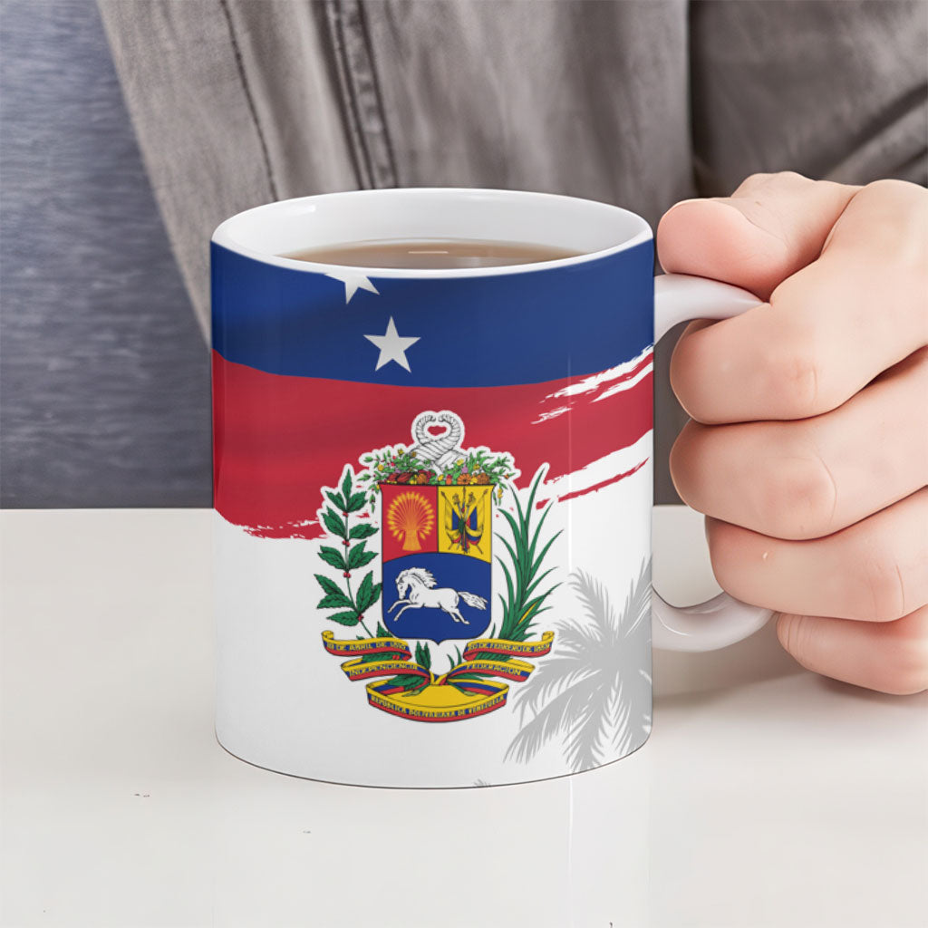 Venezuela Flag Day Ceramic Mug 220th Anniversary Coat Of Arms Palm Tree Silhouette