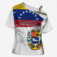 Venezuela Flag Day Cross Shoulder Shirt 220th Anniversary Coat Of Arms Palm Tree Silhouette