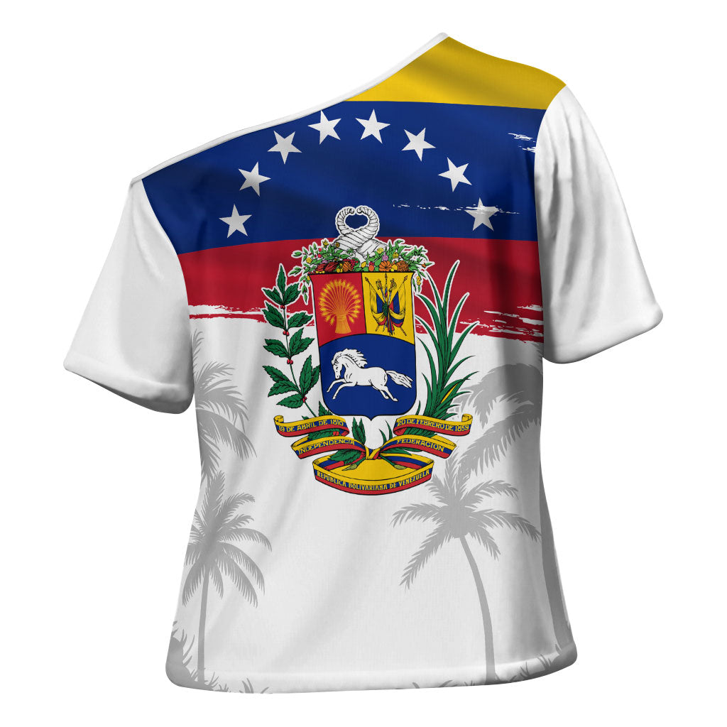 Venezuela Flag Day Cross Shoulder Shirt 220th Anniversary Coat Of Arms Palm Tree Silhouette