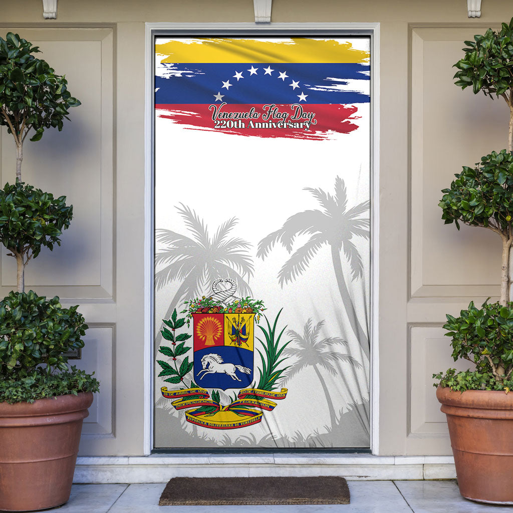 Venezuela Flag Day Door Cover 220th Anniversary Coat Of Arms Palm Tree Silhouette