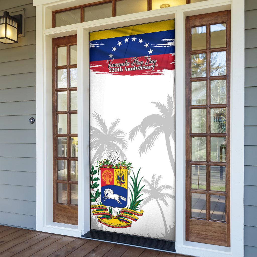 Venezuela Flag Day Door Cover 220th Anniversary Coat Of Arms Palm Tree Silhouette