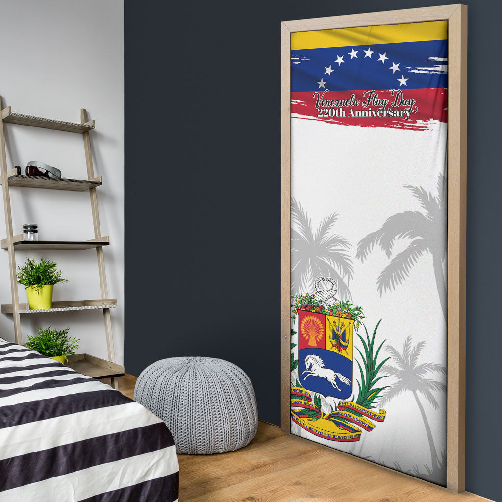 Venezuela Flag Day Door Cover 220th Anniversary Coat Of Arms Palm Tree Silhouette