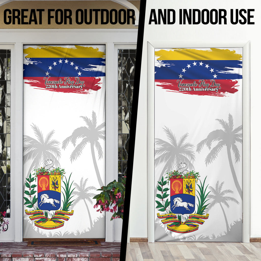 Venezuela Flag Day Door Cover 220th Anniversary Coat Of Arms Palm Tree Silhouette