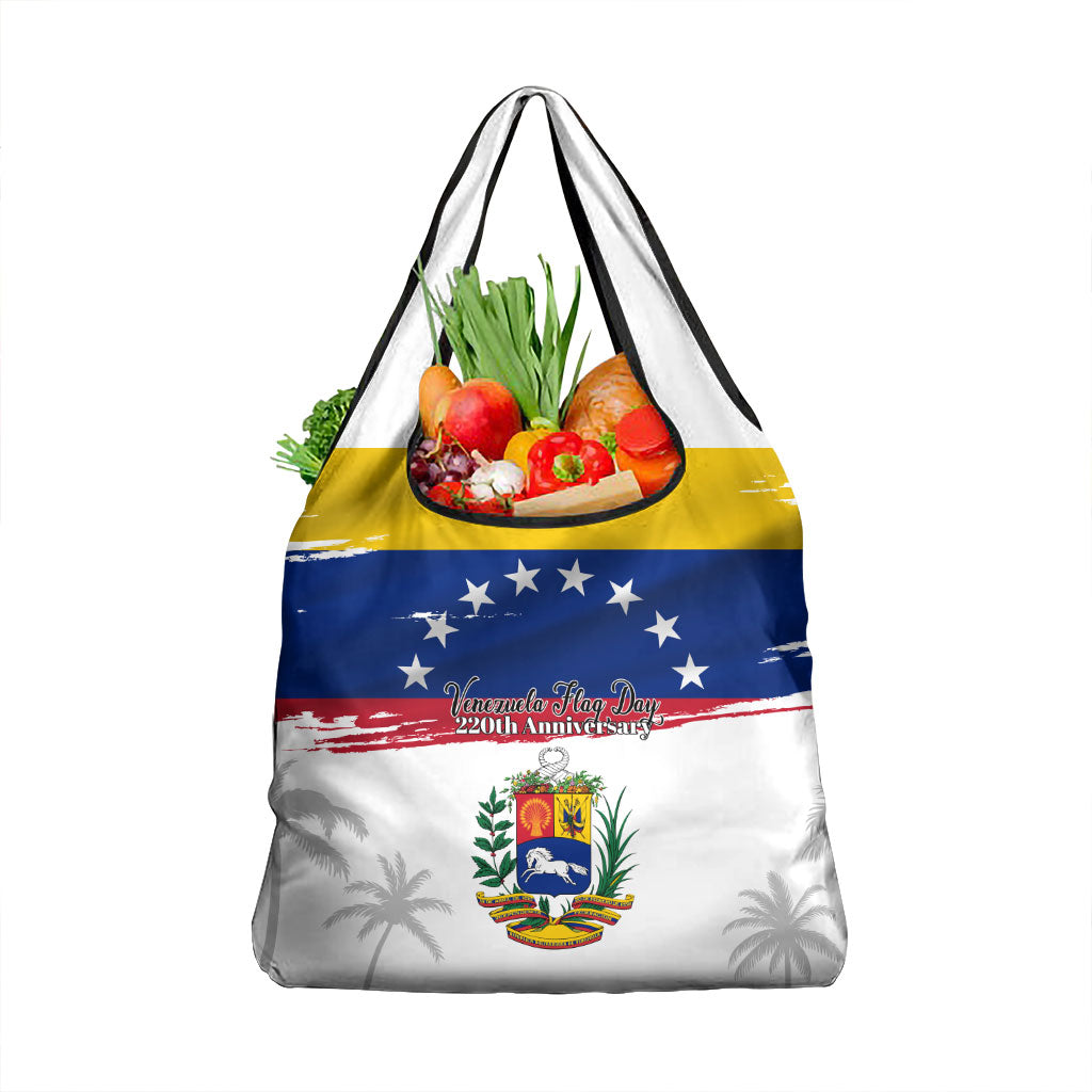 Venezuela Flag Day Grocery Bag 220th Anniversary Coat Of Arms Palm Tree Silhouette