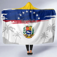 Venezuela Flag Day Hooded Blanket 220th Anniversary Coat Of Arms Palm Tree Silhouette