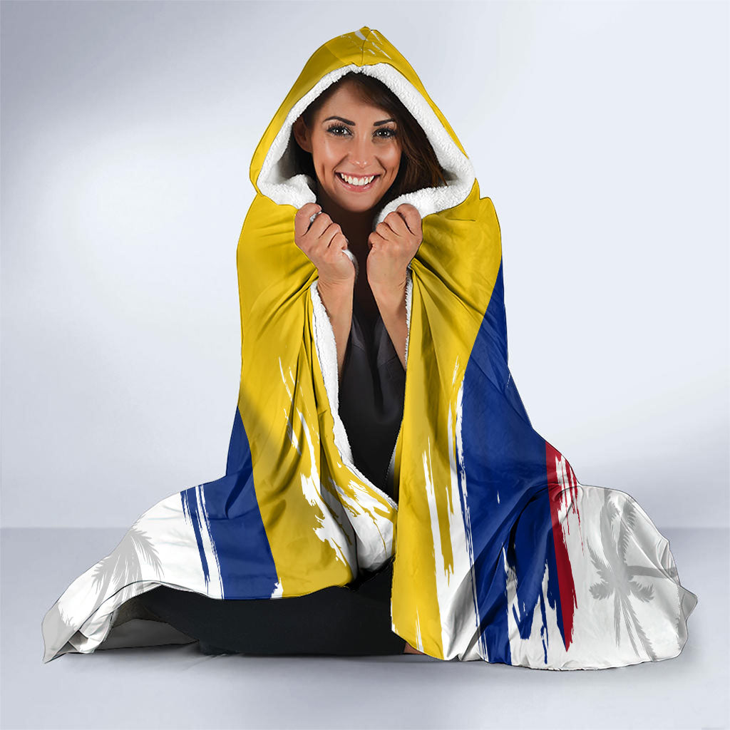 Venezuela Flag Day Hooded Blanket 220th Anniversary Coat Of Arms Palm Tree Silhouette