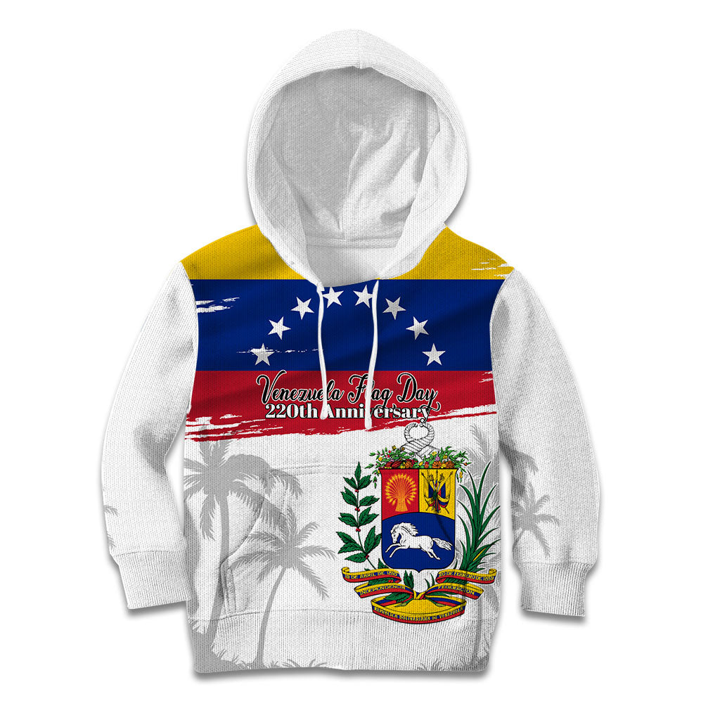 Venezuela Flag Day Kid Hoodie 220th Anniversary Coat Of Arms Palm Tree Silhouette