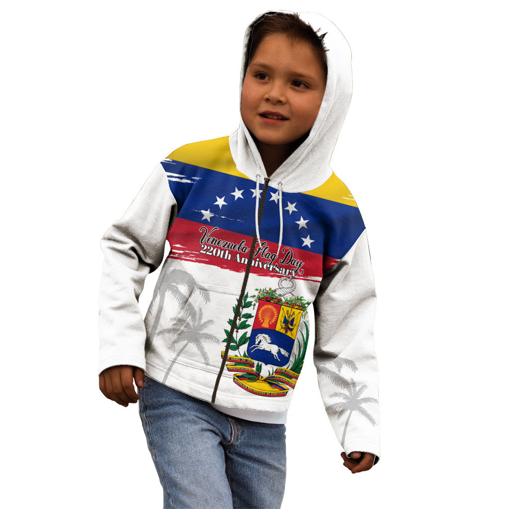 Venezuela Flag Day Kid Hoodie 220th Anniversary Coat Of Arms Palm Tree Silhouette