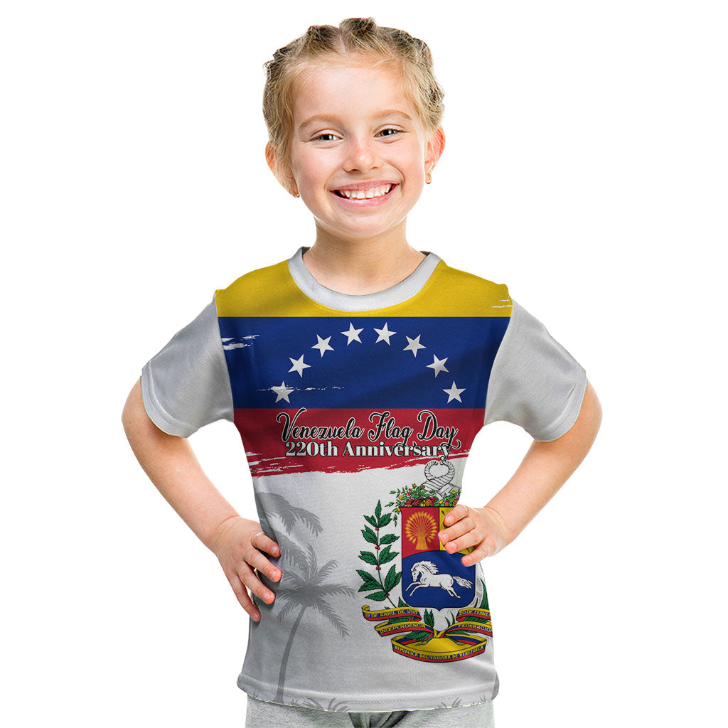 Venezuela Flag Day Kid T Shirt 220th Anniversary Coat Of Arms Palm Tree Silhouette