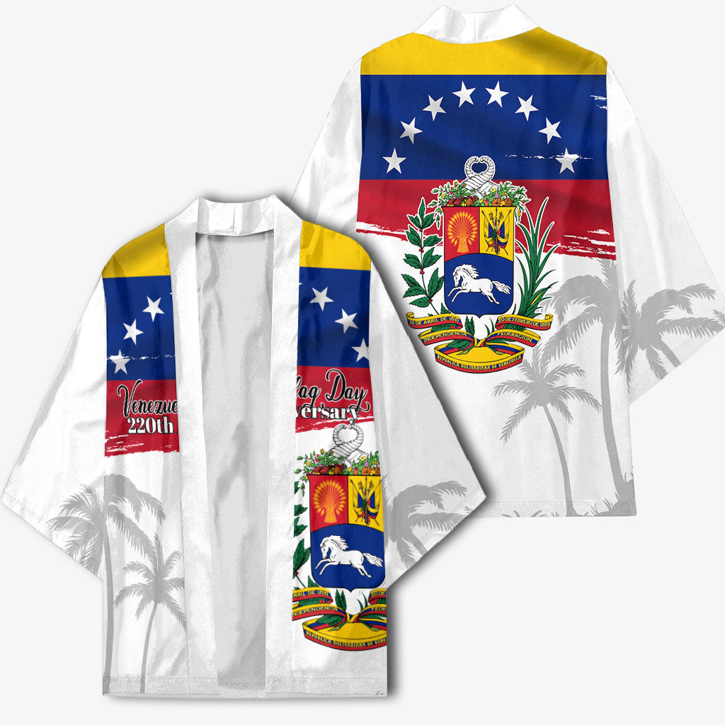 Venezuela Flag Day Kimono 220th Anniversary Coat Of Arms Palm Tree Silhouette
