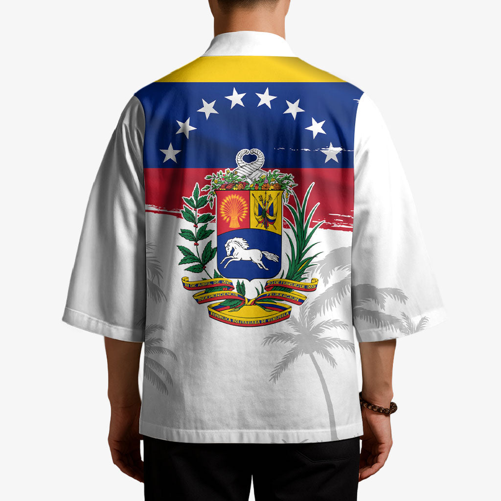 Venezuela Flag Day Kimono 220th Anniversary Coat Of Arms Palm Tree Silhouette