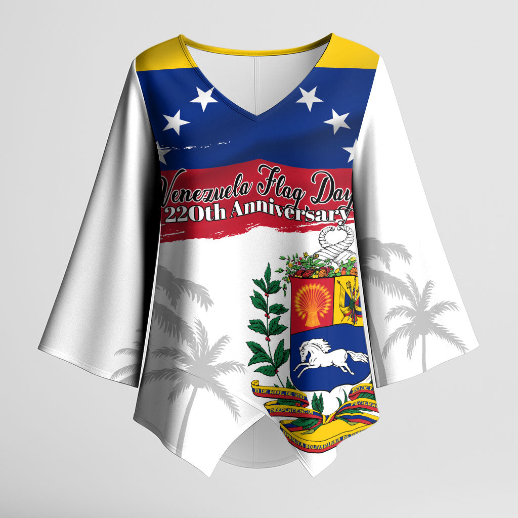 Venezuela Flag Day Kimono Sleeve Blouse 220th Anniversary Coat Of Arms Palm Tree Silhouette