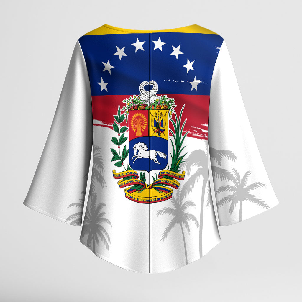 Venezuela Flag Day Kimono Sleeve Blouse 220th Anniversary Coat Of Arms Palm Tree Silhouette