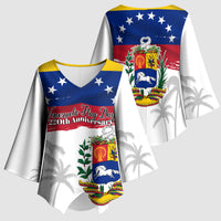 Venezuela Flag Day Kimono Sleeve Blouse 220th Anniversary Coat Of Arms Palm Tree Silhouette