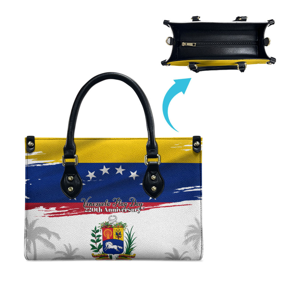Venezuela Flag Day Leather Bag 220th Anniversary Coat Of Arms Palm Tree Silhouette