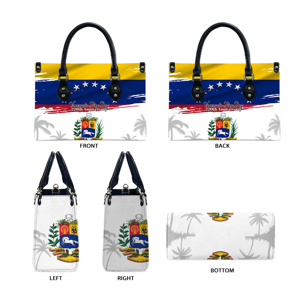 Venezuela Flag Day Leather Bag 220th Anniversary Coat Of Arms Palm Tree Silhouette