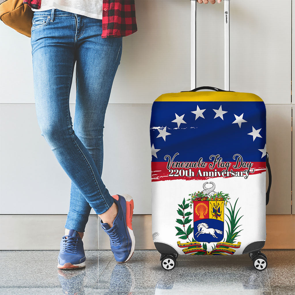 Venezuela Flag Day Luggage Cover 220th Anniversary Coat Of Arms Palm Tree Silhouette