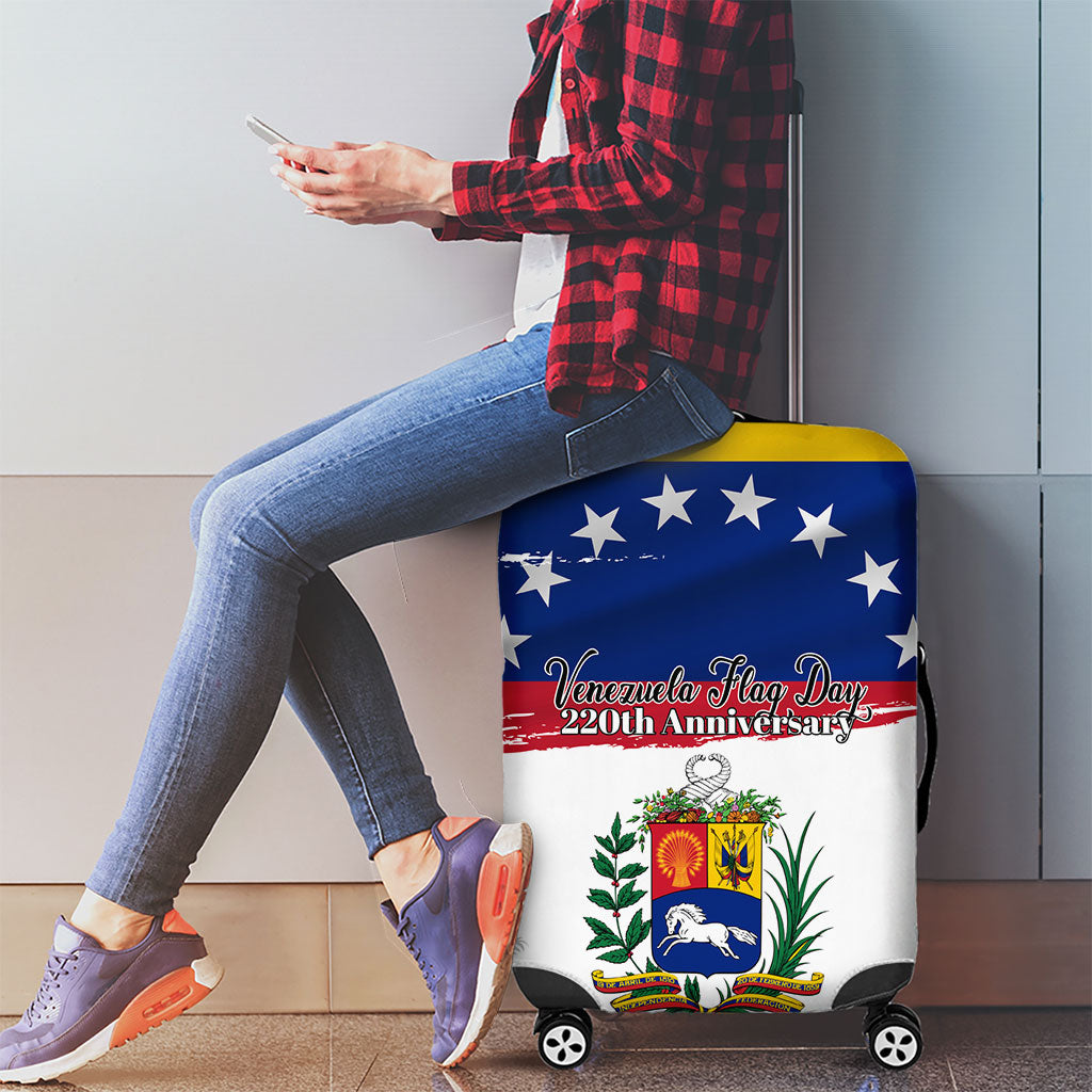 Venezuela Flag Day Luggage Cover 220th Anniversary Coat Of Arms Palm Tree Silhouette