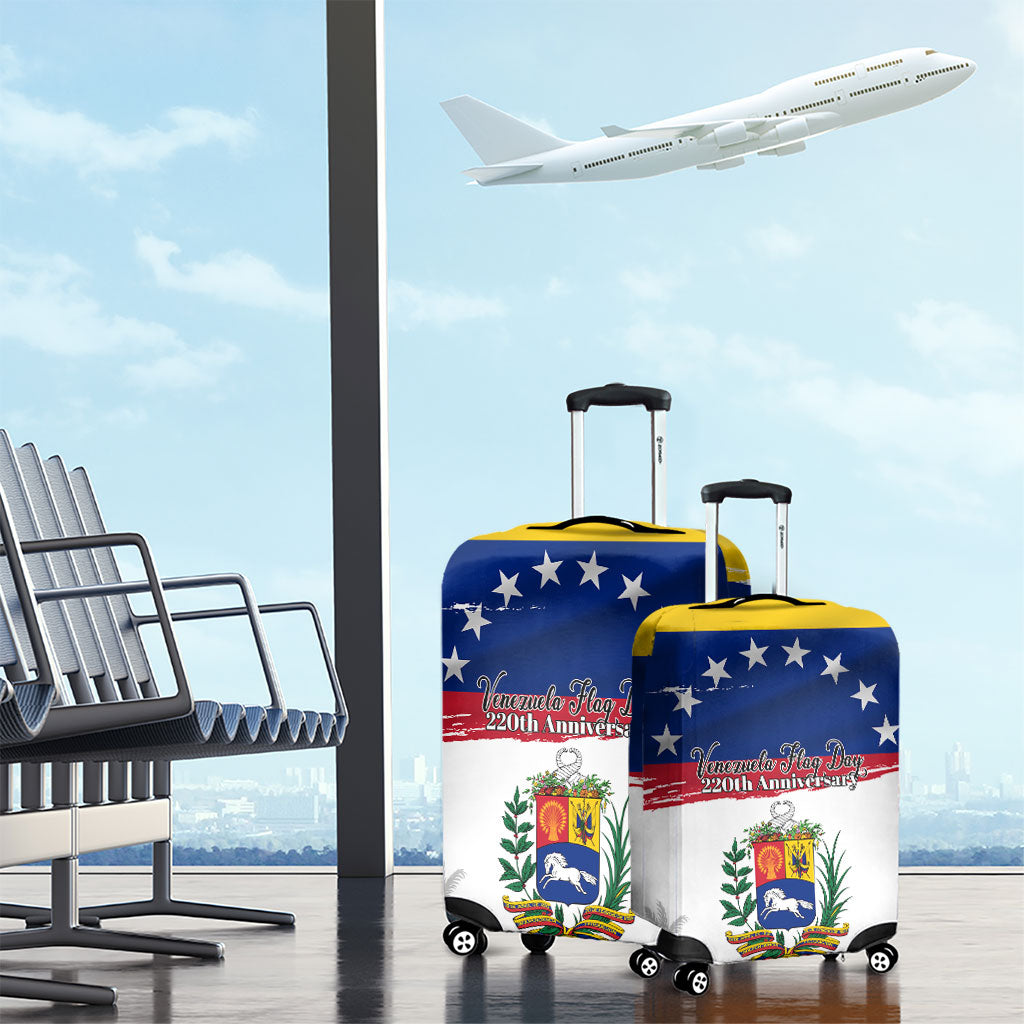 Venezuela Flag Day Luggage Cover 220th Anniversary Coat Of Arms Palm Tree Silhouette
