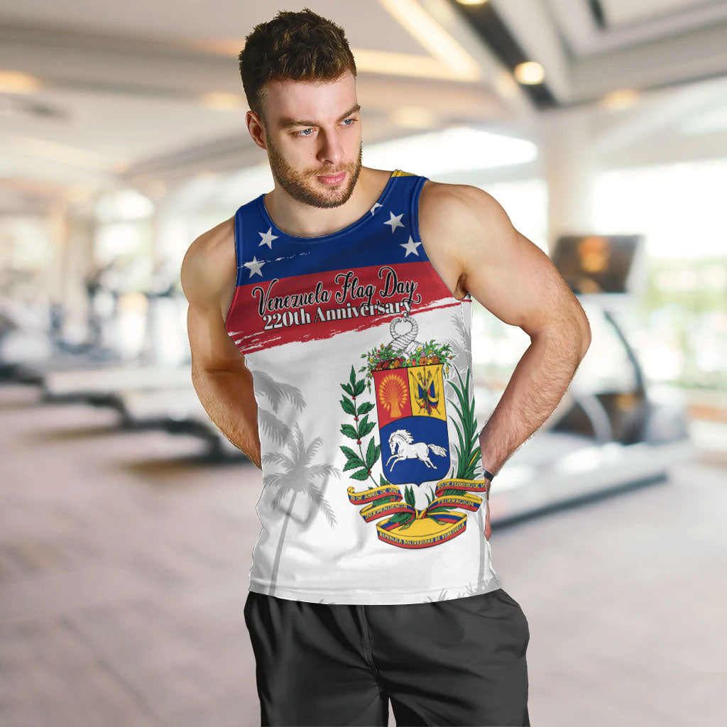 Venezuela Flag Day Men Tank Top 220th Anniversary Coat Of Arms Palm Tree Silhouette
