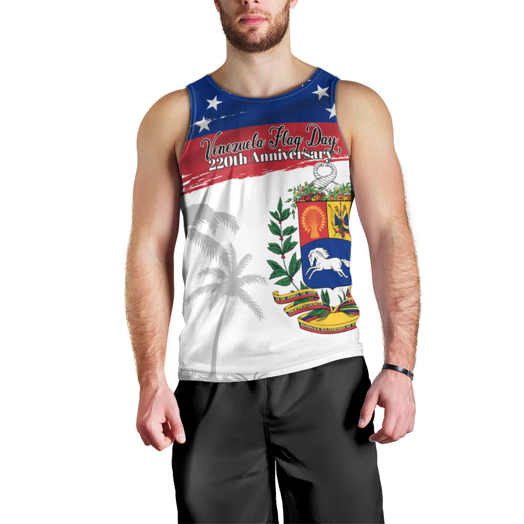 Venezuela Flag Day Men Tank Top 220th Anniversary Coat Of Arms Palm Tree Silhouette