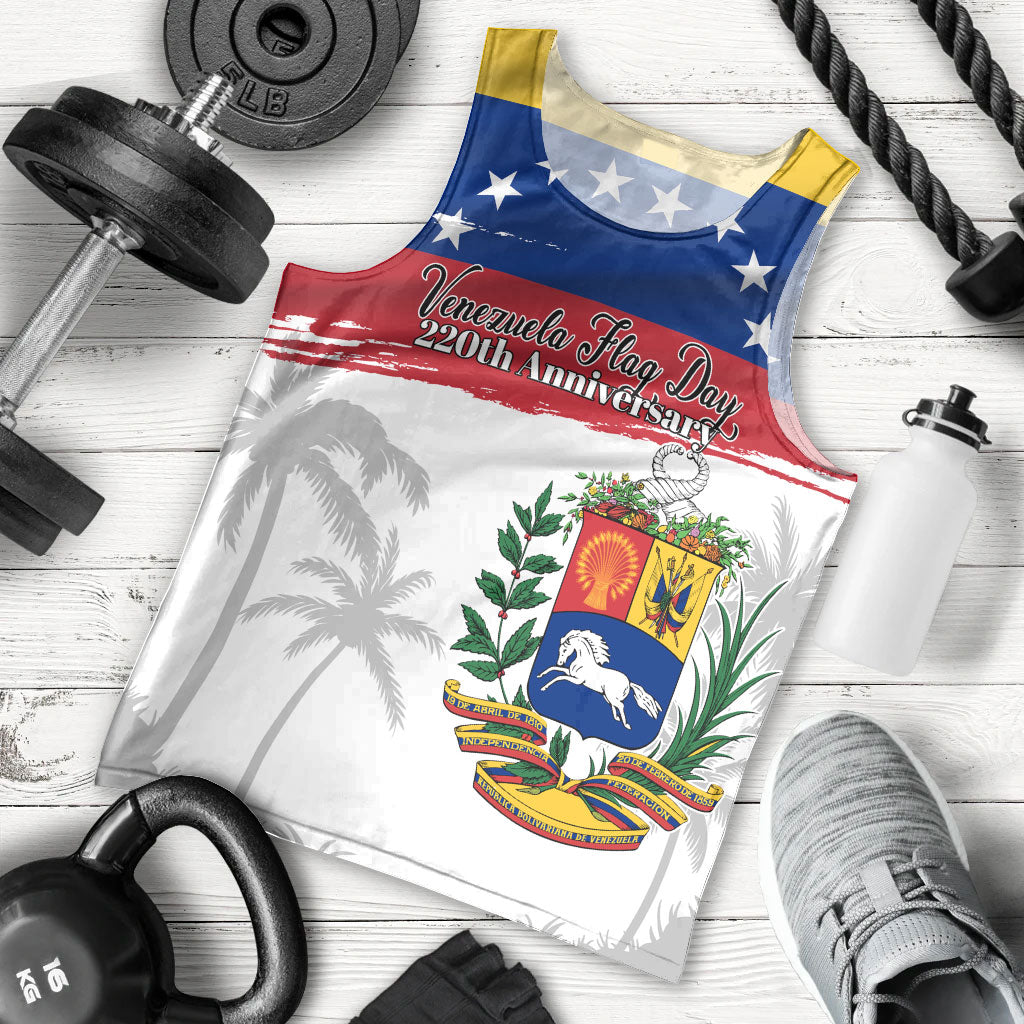 Venezuela Flag Day Men Tank Top 220th Anniversary Coat Of Arms Palm Tree Silhouette