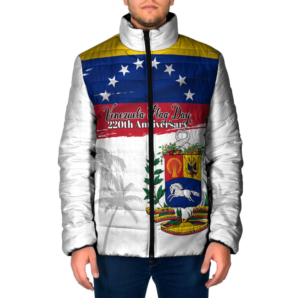 Venezuela Flag Day Padded Jacket 220th Anniversary Coat Of Arms Palm Tree Silhouette