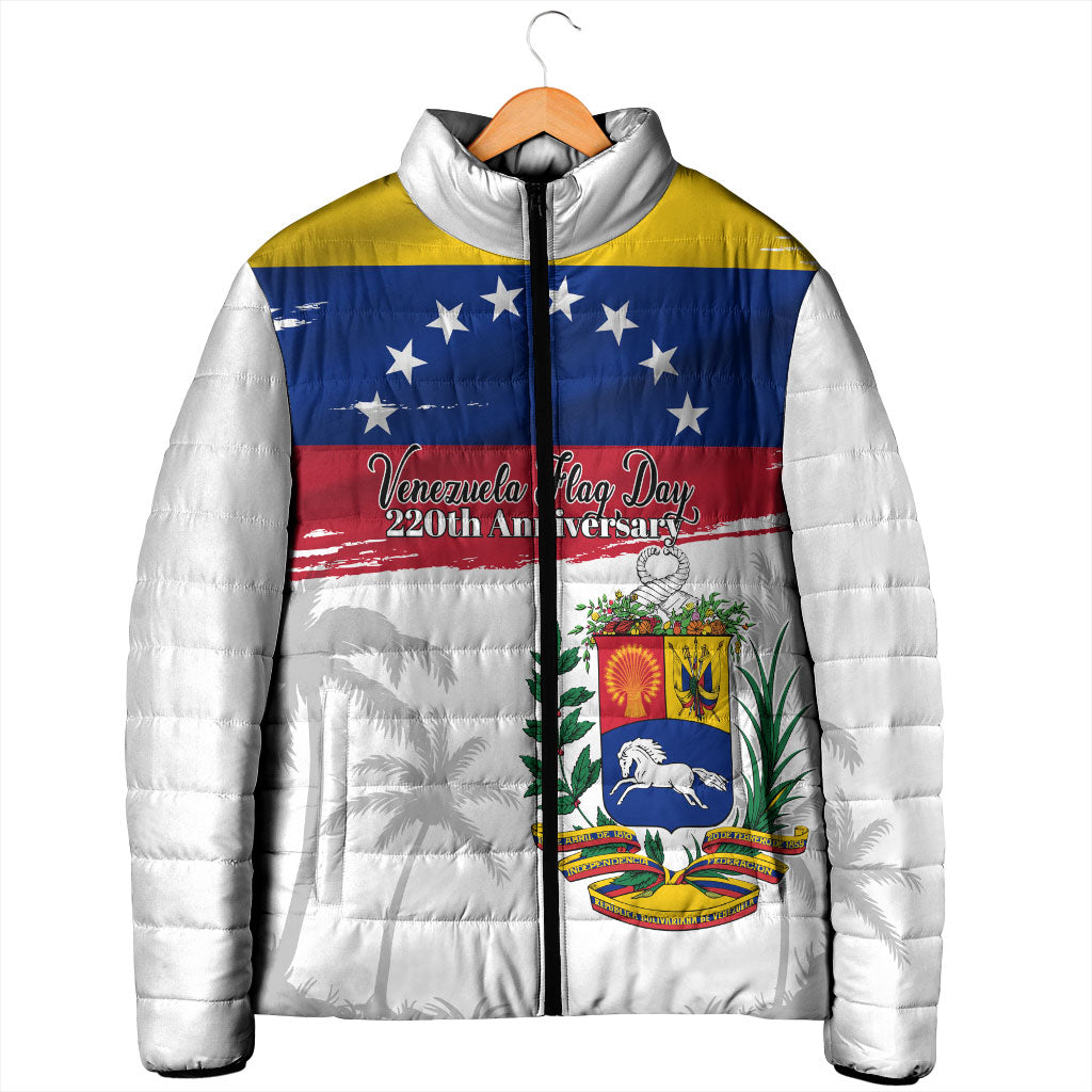 Venezuela Flag Day Padded Jacket 220th Anniversary Coat Of Arms Palm Tree Silhouette
