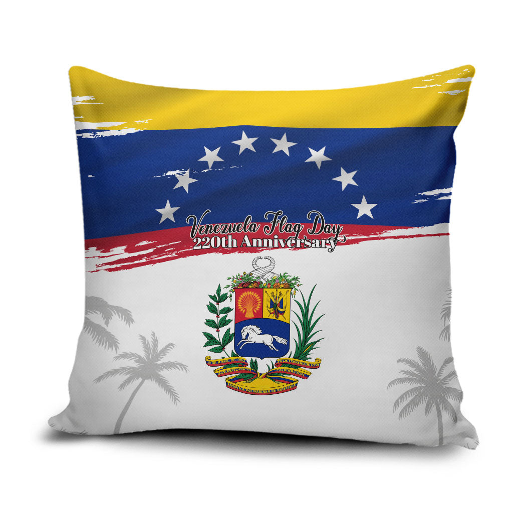 Venezuela Flag Day Pillow Cover 220th Anniversary Coat Of Arms Palm Tree Silhouette