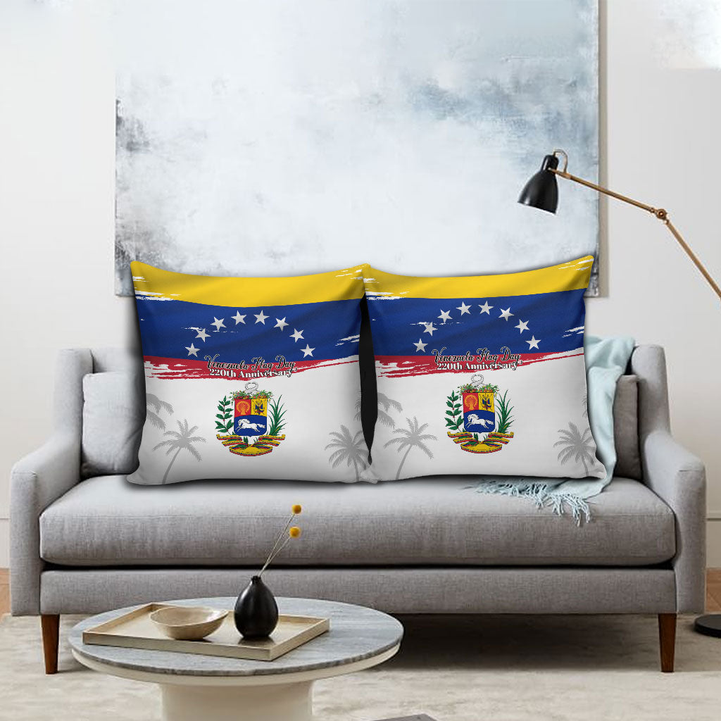 Venezuela Flag Day Pillow Cover 220th Anniversary Coat Of Arms Palm Tree Silhouette