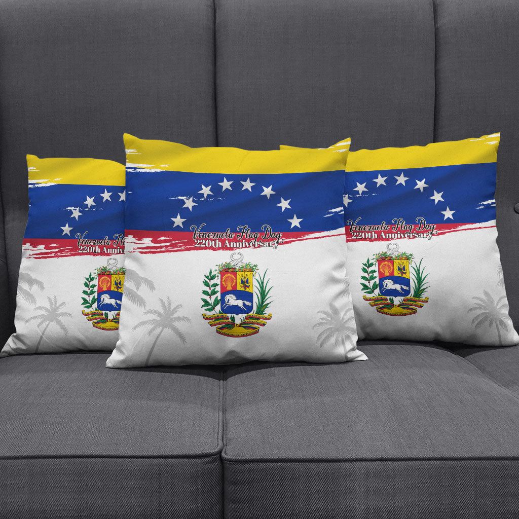 Venezuela Flag Day Pillow Cover 220th Anniversary Coat Of Arms Palm Tree Silhouette