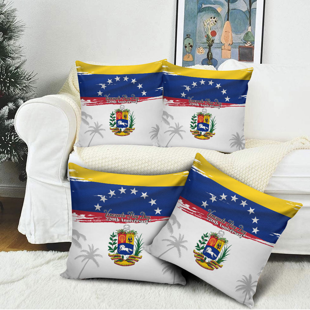Venezuela Flag Day Pillow Cover 220th Anniversary Coat Of Arms Palm Tree Silhouette