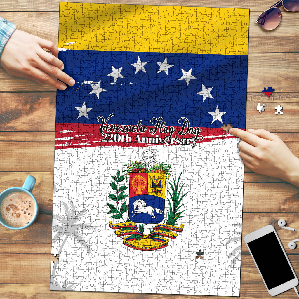 Venezuela Flag Day Puzzle 220th Anniversary Coat Of Arms Palm Tree Silhouette