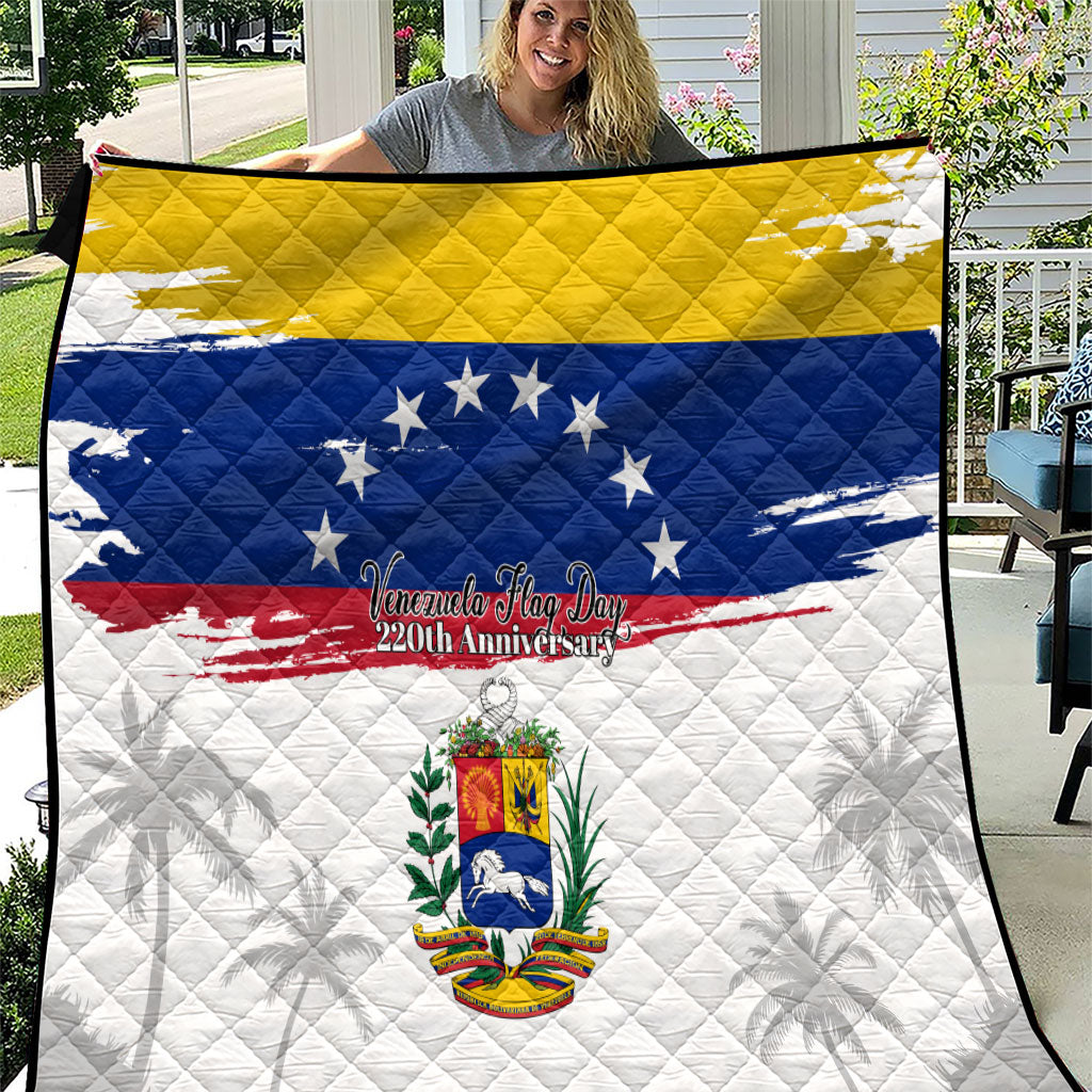 Venezuela Flag Day Quilt 220th Anniversary Coat Of Arms Palm Tree Silhouette