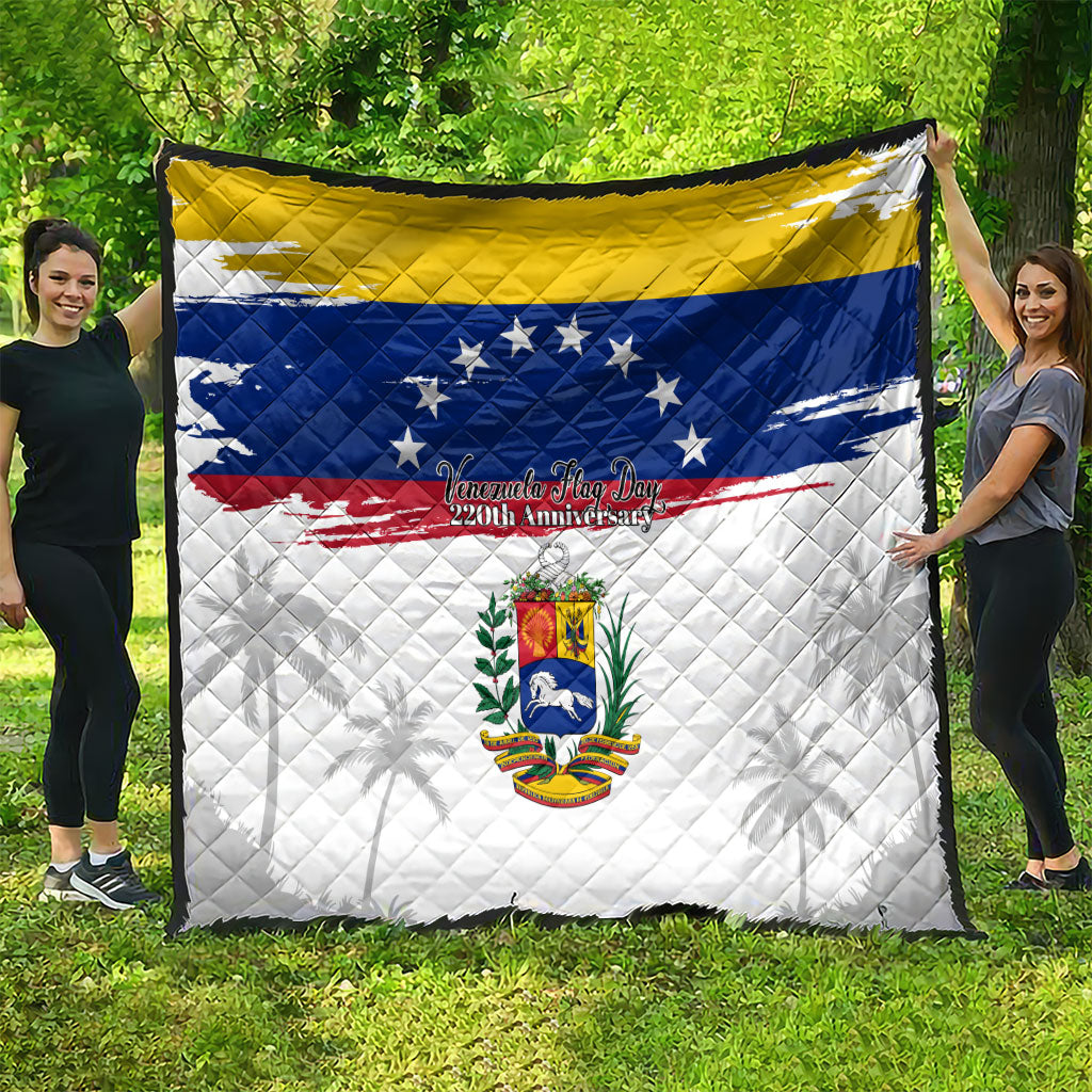 Venezuela Flag Day Quilt 220th Anniversary Coat Of Arms Palm Tree Silhouette