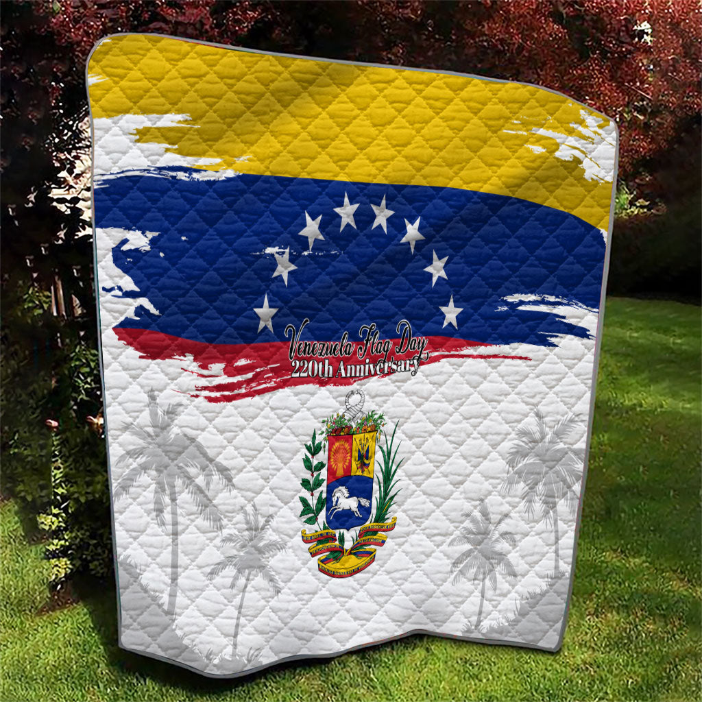 Venezuela Flag Day Quilt 220th Anniversary Coat Of Arms Palm Tree Silhouette
